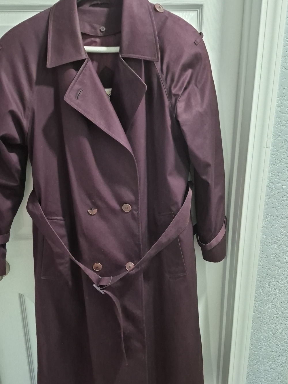 Worthington Plum Double-Breasted Trench Coat